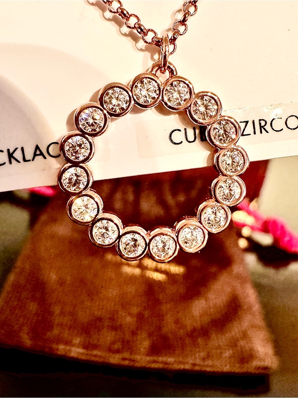 NWT Kate Spade Full Circle Open CZ Necklace Rose Gold W/ Dust Bag Gift Ready